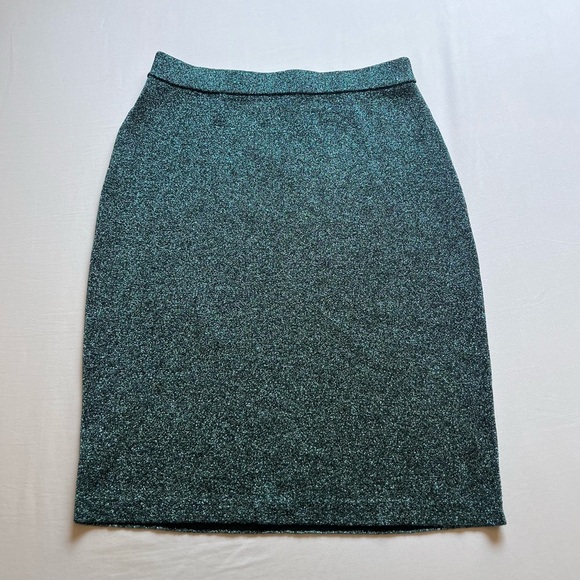 GORMAN green metallic glitter elastic waist knit knee...
